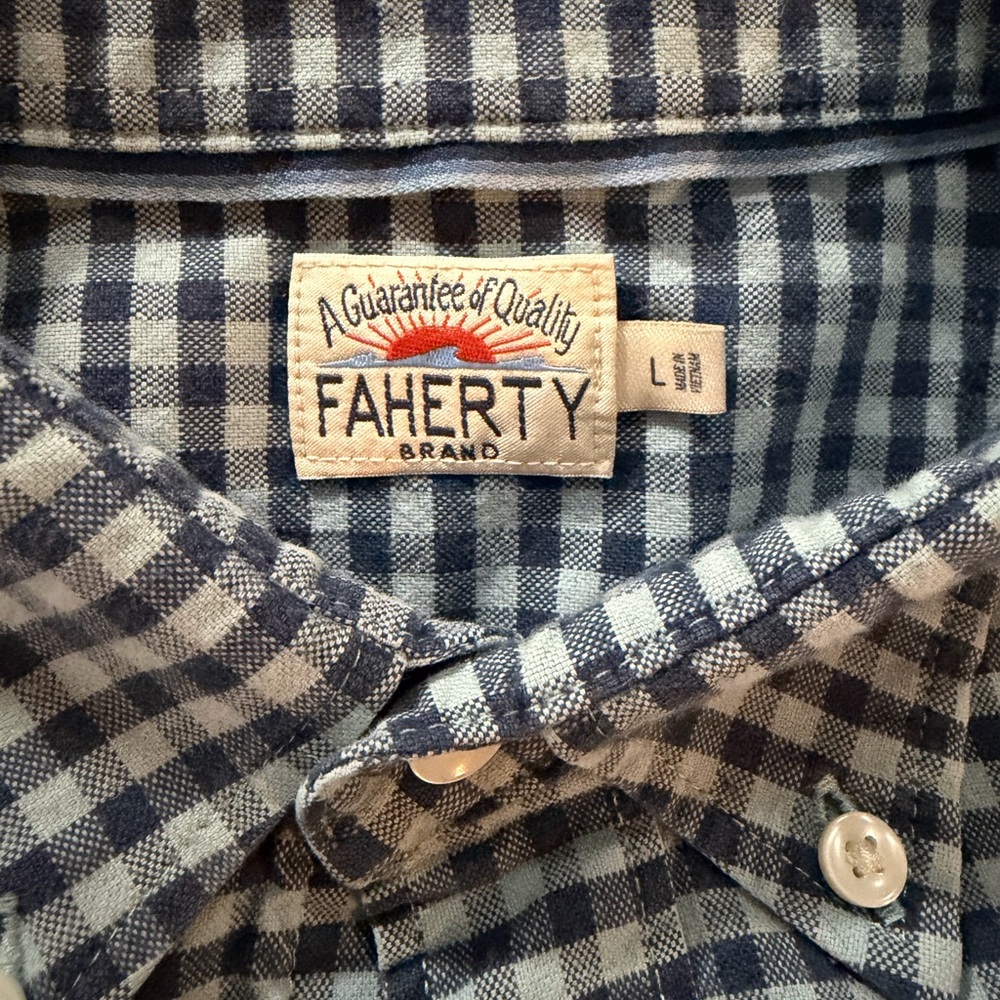 Faherty Movement Gingham Button Down Shirt - Blue - image 9
